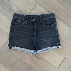 basic high waisted black denim shorts